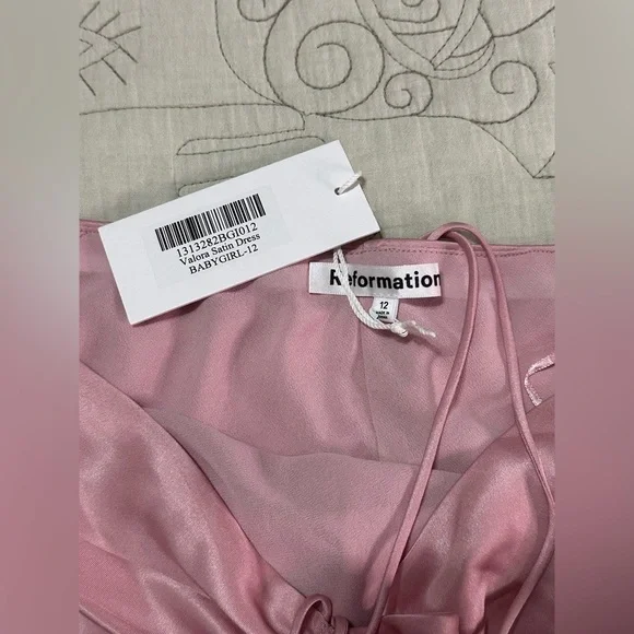 NEW Reformation Valora Satin Halter Dress Sz 12 Babygirl Pink - Picture 8 of 10